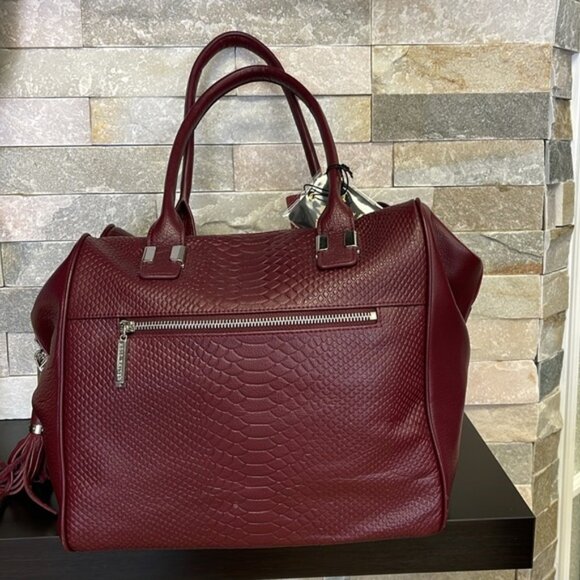 Celine Dion Elegy Snake Embossed Large Leather Satchel - Picture 10 of 13